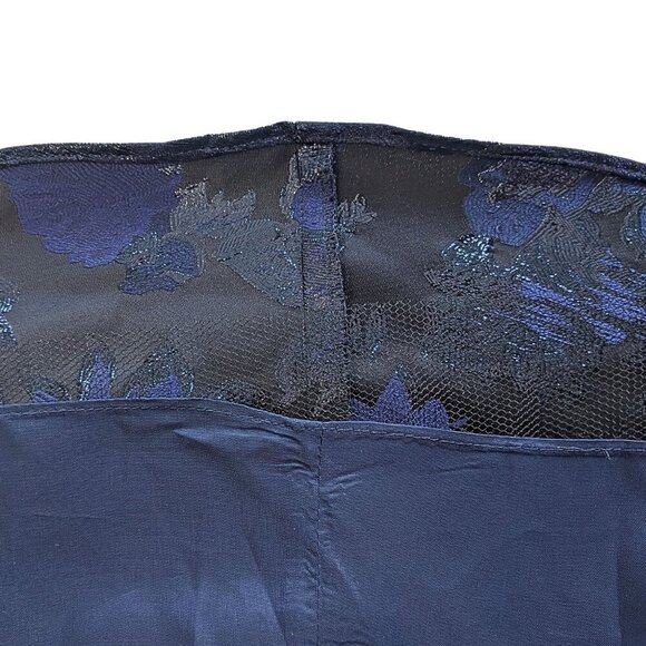 NWT BHLDN Aidan Mattox Midnight Blue Damask Godet Halter Luxe Mermaid Gown Sz 4 - Picture 6 of 9